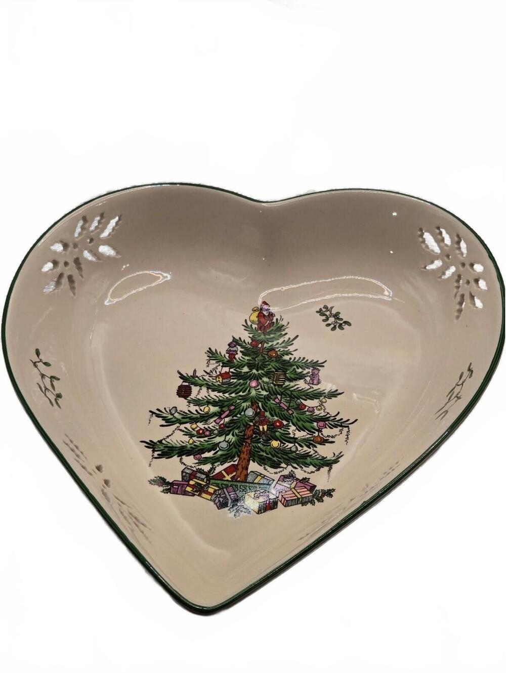 Spode Christmas Tree Heart 7" Pierced Tray bowl, New unused with original tags